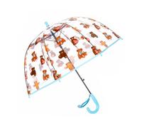 Meichoon Kinder Regenschirm Stockgriff Cartoon Bär Transparenter Regenschirm 8 Knochen Wind- und Regensicher Leicht zu Greifen Automatisch öffnend Blau