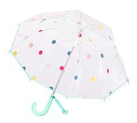 Meichoon Kinder Transparenter Regenschirm Bunte Polka Dot Cartoon Verzierung 8 Knochen Winddicht und bruchsicher Langer Griff Gewölbte Kuppel Push-Pull Offen Grün