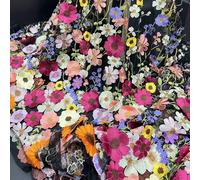 MEIFULLE Bunter Tüllstoff mit 3D-Blumenstickerei, DIY-Hochzeitskleid, Stoff, Textilnetz, Luxus-Blumenaufnäher, Nähspitzenstoffe, Meterware