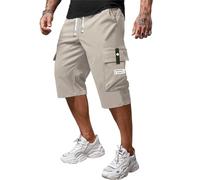 MEIION canadaify Lässige 3/4-Cargo-Hose für Herren mit Kordelzug Sommerliche, locker sitzende Strandhose