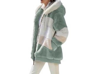 MEIION CozyFeel - Kuscheliger Kapuzenmantel mit Fleece Charme Damen Fleece Hoody Winter Parka - Warmer Flauschiger Zip Mantel, Lose Plüsch Jacke für kalte Tage