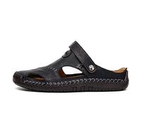 MEIION draussenfeet Herren Sommer Leder Sandalen Strandschuhe Hausschuhe Herren Leder Sandalen Bequeme Strand-Hausschuhe Outdoor Wandern Trekking Schuhe Sommer Clogs Pantoletten