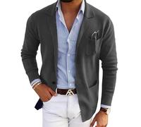 MEIION falken-Stein Elegante Herren Strickjacke mit Taschen und Reverskragen, einfarbig, langärmelig Leichter Herren Blazer mit Zwei Knöpfen - Stilvoller Business und Casual Sportmantel