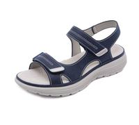 MEIION OrthoKlara ergonomische schmerzlindernde Sandalen für Damen Wandersandalen mit Klettverschluss - Rutschfeste Outdoor-Ledersandalen für Sommeraktivitäten