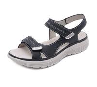 MEIION OrthoKlara ergonomische schmerzlindernde Sandalen für Damen Wandersandalen mit Klettverschluss - Rutschfeste Outdoor-Ledersandalen für Sommeraktivitäten