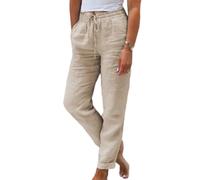 MEIION Stacy - STYLISCHE LEINEN Hose FÜR Frauen Damen Sommer Leinenhose mit Kordelzug - Leicht, Einfarbig, Lang - Ideal für Strand, Urlaub & Alltag