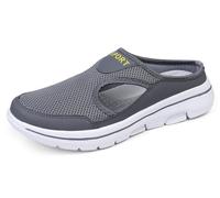 Meik Mangni Hausschuhe Damen Herren Clogs Leichte Pantoffeln atmungsaktive Pantoletten Mules rutschfest Gartenschuhe Sabots Outdoor Indoor DunkelGrau Gr.43 EU