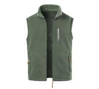 MeiLayM Herren Fleeceweste Stehkragen Outdoor Westen Casual Winterweste für Männer Warm Ärmellos Fleecejacke Leicht Warm Weste mit Reißverschlusstaschen mit Plüsch Gefüttert,Grün,XXL