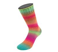 Lana Grossa Meilenweit 100 Color Mix Sparks 7618 Himbeer/Rost/Graugrün/Türkis/Jade/Fuchsia