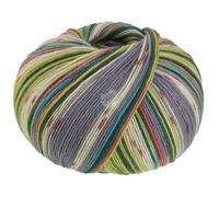 Lana Grossa Meilenweit 100 g SETA GIAPPONE 4-fach Sockenwolle mit Seide 400 m, Farbe:3382 - Türkisgrün/Ecru/Limette/Blaugrau/Altrosa/Tannengrün