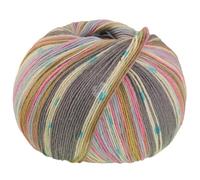 Lana Grossa Meilenweit 100 g SETA GIAPPONE 4-fach Sockenwolle mit Seide 400 m, Farbe:3388 - Grau/Ecru/Türkis/Pistazie/Pastellblau/Taupe/Nelkenrosa