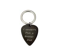 Meiligo Daddy Papa Father Day I Couldn't Pick a Better Dad Gitarre Plektrum Schlüsselanhänger Edelstahl Schmuck für Herren, one size, Legierter Stahl, Stahl