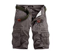 Meilily Cargo Shorts Kurze Hose Baumwolle Bermuda Shorts Sommer Herren Sporthose für Freizeit Sport Jogging Leichte Outdoor Herren Wanderhose Atmungsaktiv Trekkinghose Multi Taschen