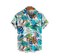 MeiLiSis Hawaiihemden Für Herren - Kurzärmlige Lockere Atmungsaktive Sommerbluse Mit Tropischem Pflanzendruck Lässig Schickes Oberteil Mit Umlegekragen Strandparty-Aloha-Hemd Wie Abgebildet, 4XL