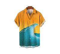MeiLiSis Hawaiihemden Für Herren - Ocean Wave 3D-Druck Einfache Mode Sommer Kurze Ärmel Aloha-Hemden Revers Lockere Atmungsaktive Kleidung Für Freund Wie Abgebildet, S