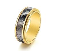 MeiLiSis Herren-Schmuckringe - Baumzweig-Tarnung, Drehbarer Ring, Antikes Literarisches Eingelegtes Schmuckzubehör, Unisex-Persönlichkeitsring Für Geburtstagsgeschenk, Golden, 7