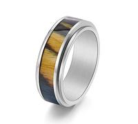 MeiLiSis Herren-Schmuckringe - Modischer Drehbarer Epoxid-Holzmaserungsring, All-Match-Temperament-Studenten-Paarring-Zubehör Für Herren Als Geburtstagsgeschenk,Silber,7