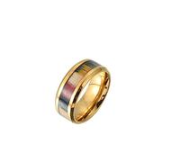 MeiLiSis Herren-Schmuckringe - Ring Mit Eingelegtem Holzmaserungsfurnier, Personalisierter Modering Für Herren, Trendiger Literatur-Kunst-Jugend-Studenten-Schmuck-Hip-Hop-Stil-Ring, Golden, 9