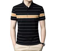 MeiLiSis Kurzarm Poloshirts Für Herren - Sommer Dünne Mode Gestreifte Revers Business Casual Atmungsaktive T-Shirt, Erwachsene Knopfverschluss Klassische Trendige T-Shirts, Wie Gezeigt, 3XL