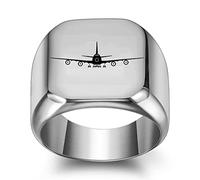 MeiLiSis Ringe Für Frauen Und Männer - Europäischer Und Amerikanischer Ring Mit Fliegendem Flugzeug, Vintage-Punk-Quadrat 18 Mm, Student, Trendige Herrenschmuck-Accessoires,Silber,6