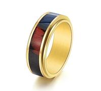 MeiLiSis Ringe Für Männer Und Frauen - Modischer Drehbarer Epoxidharz-Holzmaserungsring, Einfacher All-Match-Temperament-Studentenpaarring Für Männer, Geschenkzubehör,Golden,8