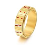 MeiLiSis Ringe Für Männer Und Frauen - Modischer Drehbarer Ring Mit Spielkarten Im Chinesischen Stil, Trendige Personalisierte Charm-Schmuck-Accessoires Für Geburtstagsgeschenke, Golden, 11