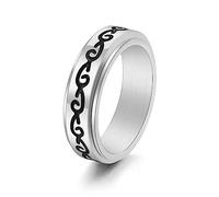 MeiLiSis Ringe Für Männer Und Frauen - Personalisierter Doppelschichtiger, Dracheförmiger, Drehbarer Ring Einfacher Schmuck, Personalisiertes Unisex-Hip-Hop-Trendzubehör,Silber,12