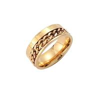 MeiLiSis Ringe Für Männer Und Frauen - Römischer Kettenring Herren-Trend-Charm-Schmuck Drehbarer Kettennummernring, Unisex-Ehering-Ring-Verlobungsring,Golden,11