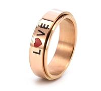 MeiLiSis Ringe Für Männer Und Frauen - Süßer Englischer Buchstabe, Pfirsich-Herz, Drehbarer Ring, Paar-Liebesring-Zubehör, Unisex-Schmuckring, Verlobungsring, Roségold, 7
