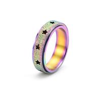 MeiLiSis Schmuckringe Für Unisex - Einfacher Hohler Stern, Drehbarer, Mattierter Ring, Kleiner, Frischer Schmuck Für Männer Und Frauen, Modischer All-Match-Ring Für Studentenpaare, Bunt, 12