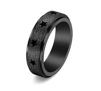 MeiLiSis Schmuckringe Für Unisex - Einfacher Hohler Stern, Drehbarer, Mattierter Ring, Kleiner, Frischer Schmuck Für Männer Und Frauen, Modischer All-Match-Ring Für Studentenpaare, Schwarz, 11