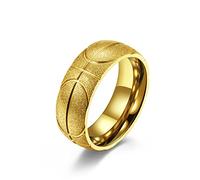 MeiLiSis Schmuckringe Für Unisex - Gravierter Basketball-Mattring, Europäischer Und Amerikanischer Hiphop-Vintage-Personalisierter Schmuck, Mode-Accessoires, Golden, 7