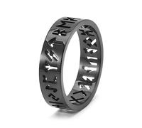 MeiLiSis Schmuckringe Für Unisex - Persönlichkeit Hohler Wikinger-Textring Männer Und Frauen Nordischer Schmuck Modeschmuck, Jugendstudentenschmuck Hip-Hop-Ring,Schwarz,7