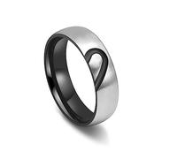 MeiLiSis Schmuckringe Für Unisex - Personalisierter Herzförmiger Paarring, Diamant-Hochzeits-Verlobungsring, Gebürsteter Ring Für Männer Und Frauen, Valentinstagsgeschenk, Schwarz, 8