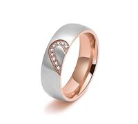 MeiLiSis Schmuckringe Für Unisex - Personalisierter Herzförmiger Paarring, Diamant-Hochzeits-Verlobungsring, Gebürsteter Ring Für Männer Und Frauen, Valentinstagsgeschenk, Roségold, 6