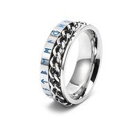 MeiLiSis Schmuckringe Für Unisex - Personalisierter Leuchtender Ring Im Nordischen Stil, Digitaler Drehbarer Wikinger-Kettenring, Zubehör, Versprechensring, Paarring, Silber, 12