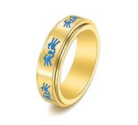 MeiLiSis Schmuckringe Für Unisex - Schlichter, Süßer, Leuchtender Katzengesicht-Drehbarer Ringschmuck, Modischer All-Match-Studenten-Paarring Für Männer Und Frauen, Golden, 9