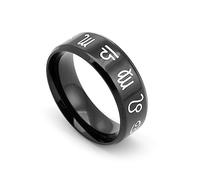 MeiLiSis Schmuckringe Für Unisex - Trendiger Sternzeichen-Buchstaben-Persönlichkeitsring, Herren- Und Damenmode-Ring-Zubehör, Verlobungsring, Versprechensring, Schwarz, 8