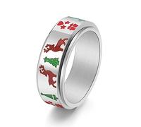 MeiLiSis Schmuckringe Für Unisex - Weihnachtsbaum, Elch, Stern, Liebe, Drehbarer Ring, Herren- Und Damen-Accessoires, Einfacher Modischer Charm-Schmuck, Schwarz, 7