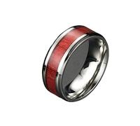 MeiLiSis Vintage-Ringe Für Herren - Eingelegter Furnierring, Trendige Holzmaserung, Herrenmode-Ring, Europäischer Und Amerikanischer Schmuck, Einfacher Vintage-Ring Im Hip-Hop-Stil, Silber, 10
