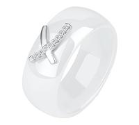 MeiLiSis Weiße Keramikringe, Kreuz-Keramikringe 8 Mm Mit Cz-Kristall, Glatter Damenschmuck, Modischer Stil Aus Keramik, Bequeme Passform, Fingerringe Für Unisex-Keramikschmuck, Wie Abgebildet, 12
