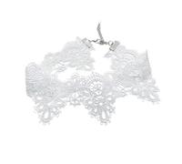 Meiliyizu Spitzen-Choker-Halskette, Vintage-Spitzen-Choker-Halskette, stilvoller Anhänger, verstellbare Länge, elegantes Halsband für Damen, Modeschmuck, Accessoire, Weiß
