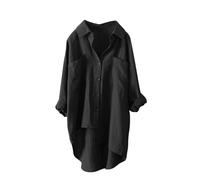 Mein Konto Anzeigen Deutsch Leinenbluse Damen Lang Sommer Leinenhemd Knopfleiste Hemd Casual Lose Musselin Bluse Große Größen Leinen Shirt Longbluse Deals des Tages