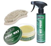 Meindl Leder MegaPack Sportwax + Imprägnierer + Lederbürste, Lederpflege Schuhpflege für alle Lederschuhe