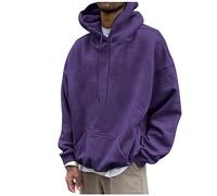 Meine Bestellungen Anzeigen Hoodie Herren Einfarbig Sweatshirts mit Kapuze Langarm Pullover Tasche Winter Langarmshirt Warm Bequeme Hoodies Jacke Lässig Oberteile Style Y2k Clothes(#A Purple,XXL)