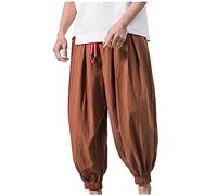 Meine Bestellungen Anzeigen, Jogginhose Herren Arbeitshosen Männer Stretch Einfarbig Baumwolle Leinen Hose Haremshose Leicht Aladinhose Baggy Freizeithose Golfhose Herren Arbeitshose Männer(Coffee,Xl)