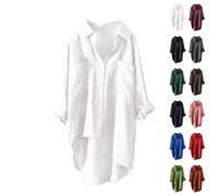 Meine Bestellungen Anzeigen Konto Leinenbluse Damen Lang Sommer Leinenhemd Knopfleiste Hemd Casual Lose Musselin Bluse Große Größen Leinen Shirt Longbluse Deal des Tages