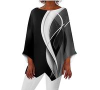 Meine Bestellungen Anzeigen,Longbluse Damen Sommer 3/4 Arm Festliche Elegant Irregular Longshirt Damen Longbluse Lässig Für Leggings Elegante Oberteile Hochzeit Elegante (Schwarz,3XL)
