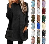 Meine Bestellungen Anzeigen Pullover Damen Lang Teddy Fleece Flauschig Pulli Weich Winter Warm Sweatshirt Langarm Fleecepulli Plüsch Tops Oberteile Mit Taschen Angebote Des Tages Heute Blitzangebote