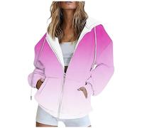 Meine Bestellungen Damen Sweatshirt Hoodie Damen Oversize Jack Damen Bluse Weiß Damen Hoodie Y2K Hoodie Farbverlauf Kordelzug Kapuzenjacke Mit Tasche XXL Hoodie (Mehrfarbig, XL)